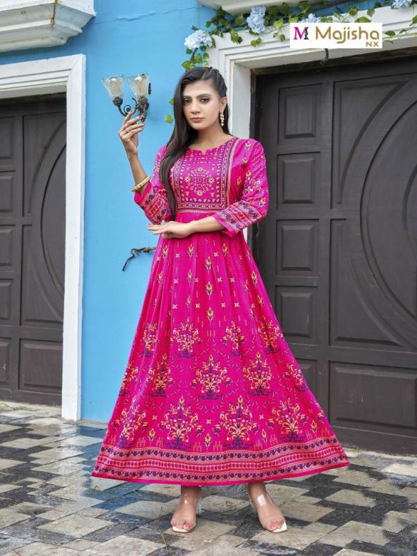 Majisha Nx Angoori 2 Fancy Wear Long Rayon  Anarkali Kurti Collection